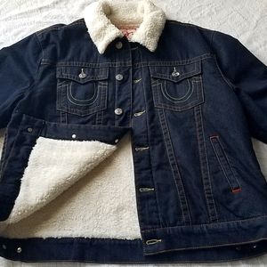 NWT True Religion Natural Sherpa Lined Trucker Jacket
